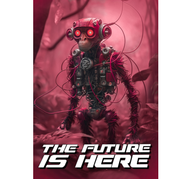 póster futurista con un mono robot - TenVinilo