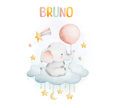 Poster habitación infantil elefante en una nube - TenVinilo