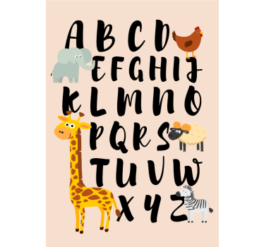 Poster habitación infantil animales jugando con el abecedario - TenVinilo