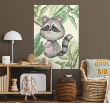 Poster decorativo jungla con mapache - TenVinilo