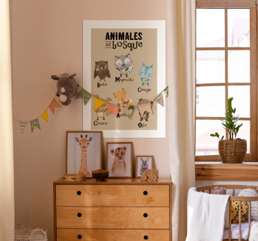 Poster para dormitorio infantil animales del bosque - TenVinilo