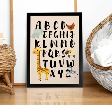 Poster habitación infantil animales jugando con el abecedario - TenVinilo