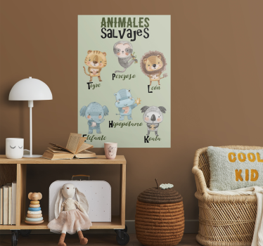 Poster para habitación infantil animales salvajes - TenVinilo