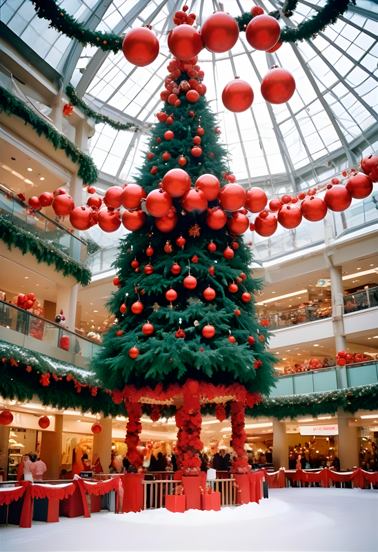 Poster de navidad árbol en el centro comercial - TenVinilo