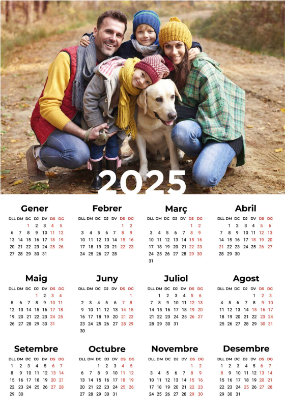 Poster personalizable calendario 2025 en catalán - TenVinilo
