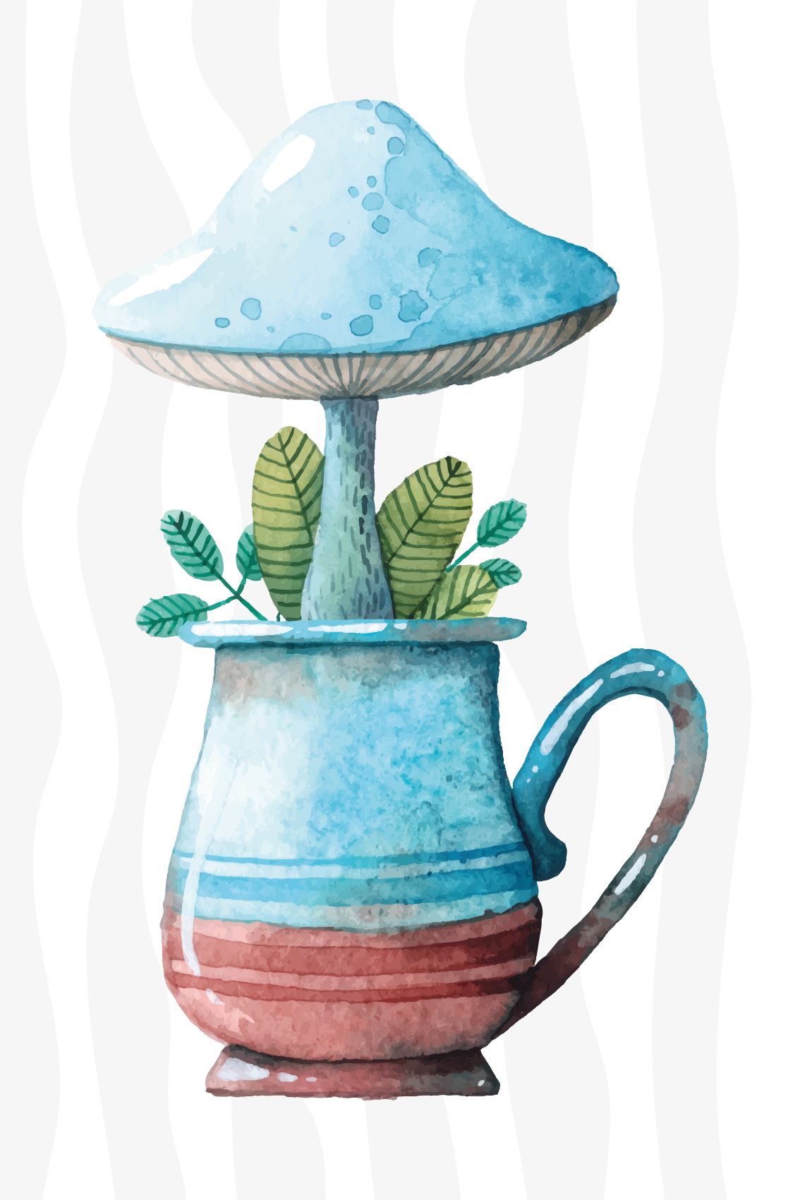 Poster cocina diseño de setas adorables en taza - TenVinilo