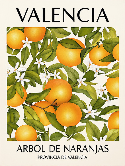 Poster cocina árbol de naranja valencia - TenVinilo