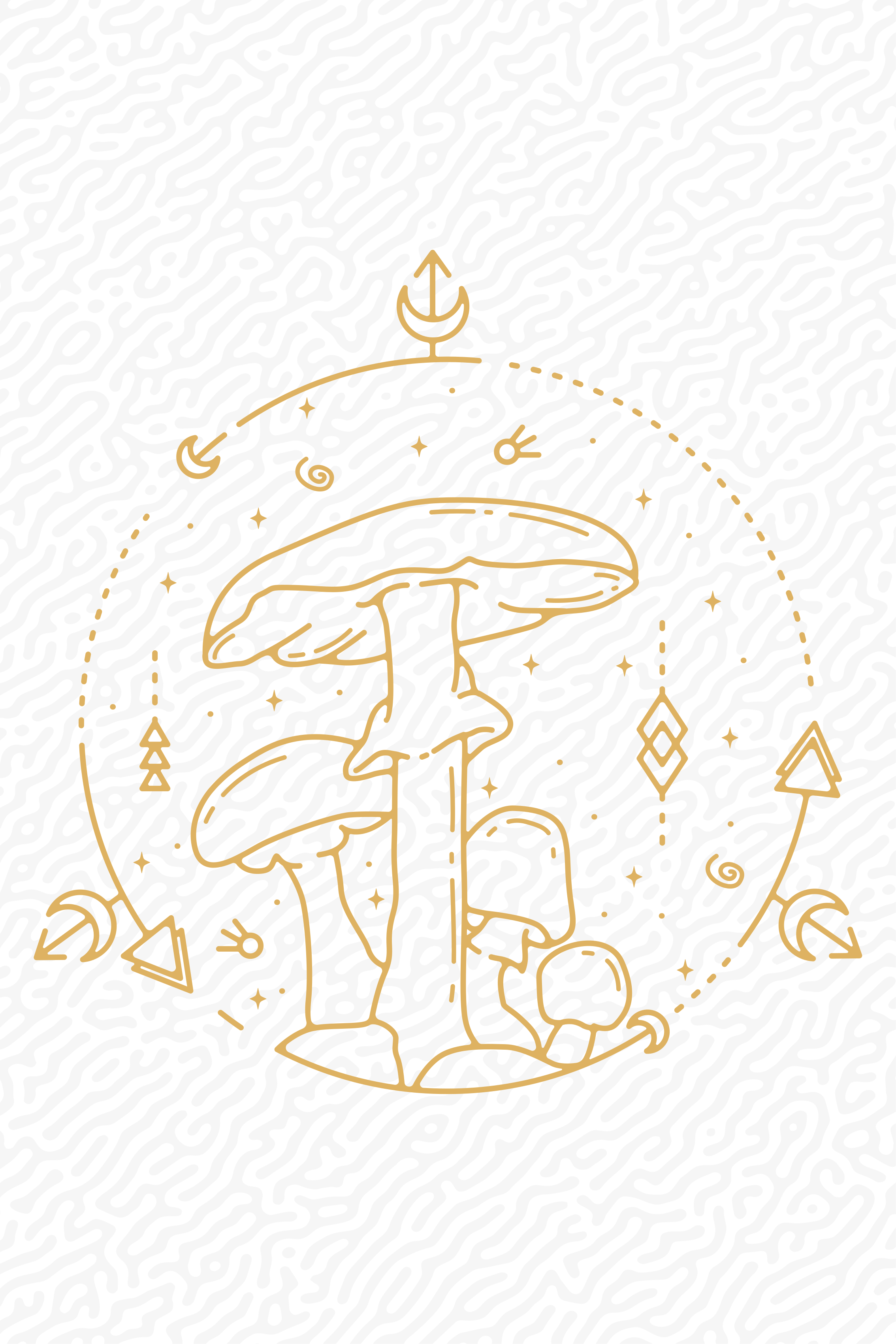 Poster cocina diseño monolinear de hongo geométrico - TenVinilo