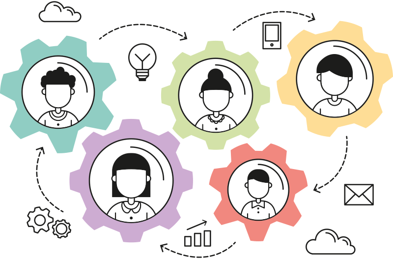 Poster oficina motor de trabajo en equipo - TenVinilo