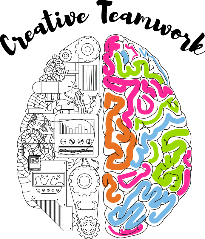 Poster oficina cerebro creativo de trabajo en equipo - TenVinilo