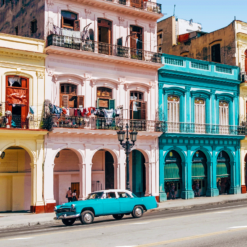 Poster para salón diseño de calle y coches azul y rosa - TenVinilo
