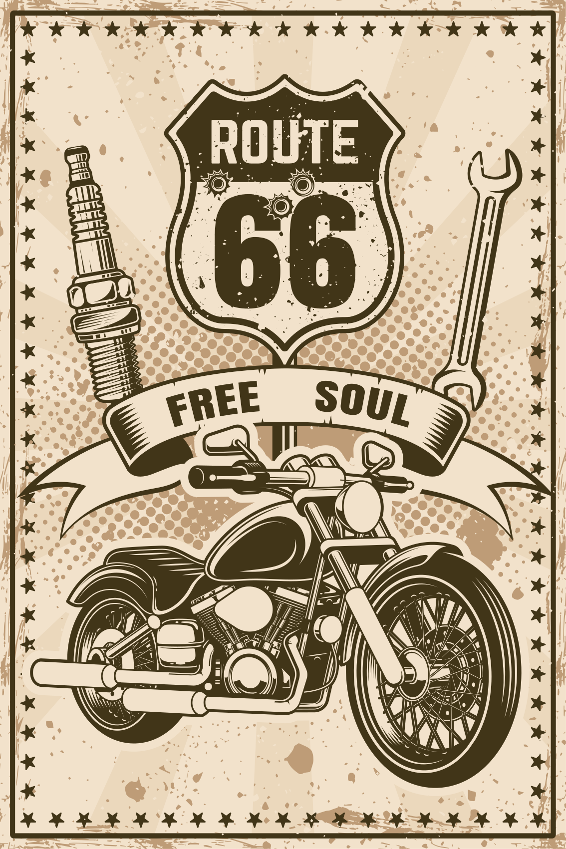 Poster para salón moto ruta 66 - TenVinilo