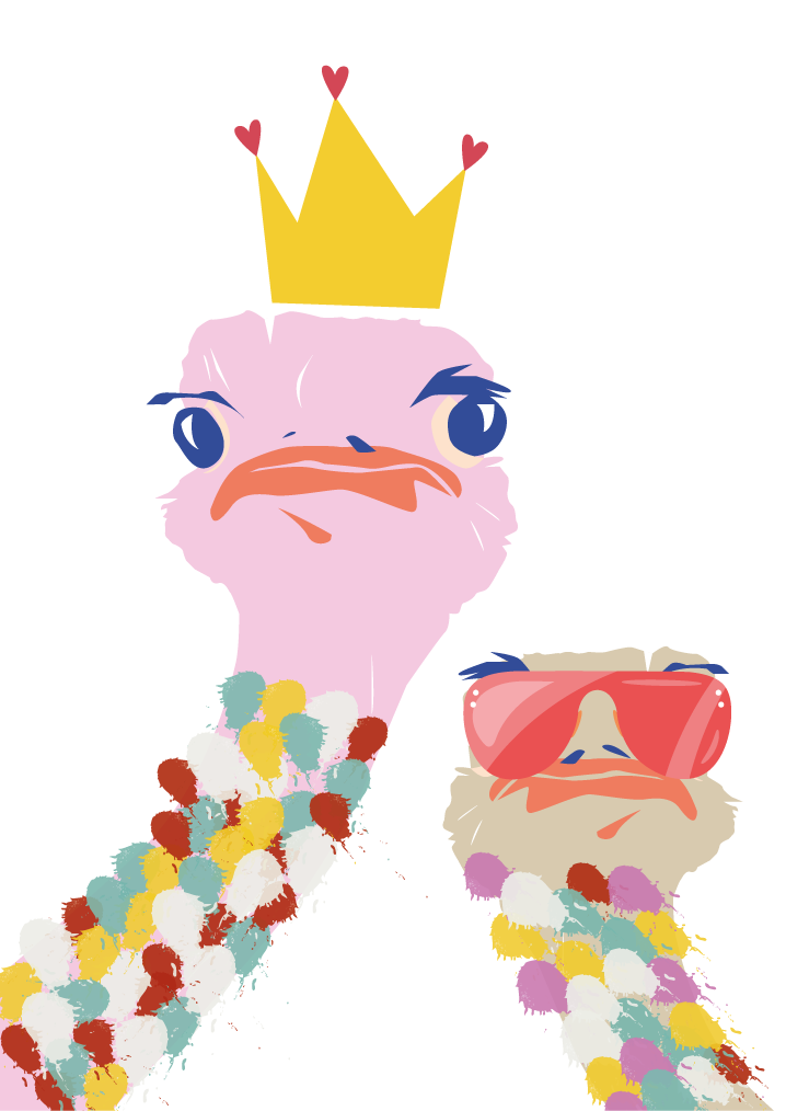 Poster para salón estilo artístico de avestruces coloridos - TenVinilo