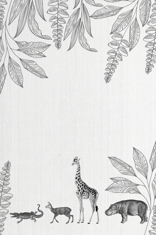 Poster habitación infantil borde de animales y árboles safari - TenVinilo