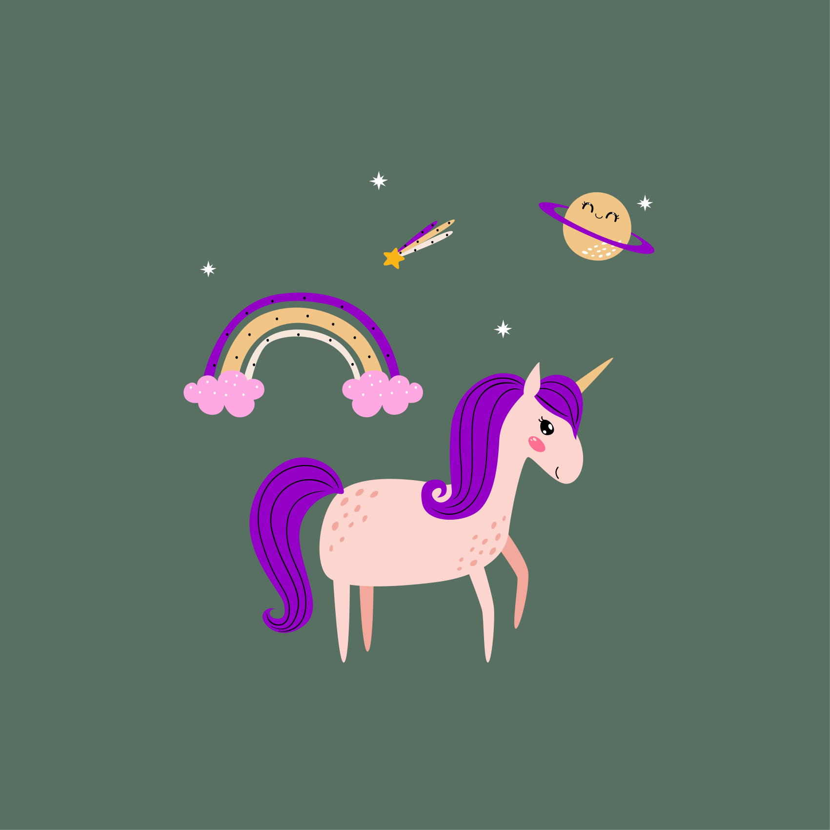 Poster habitación infantil unicornios artísticos - TenVinilo