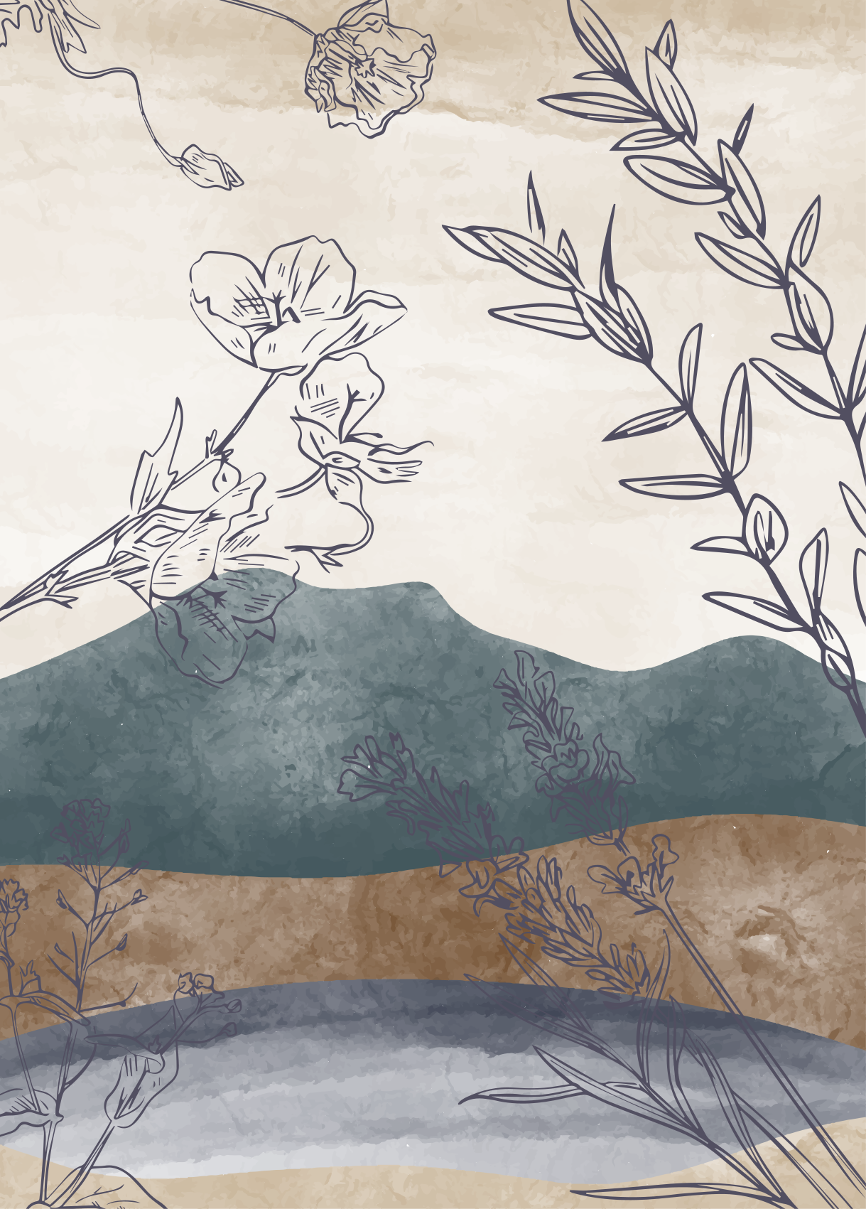 Lámina decorativa flores silueta botánica - TenVinilo