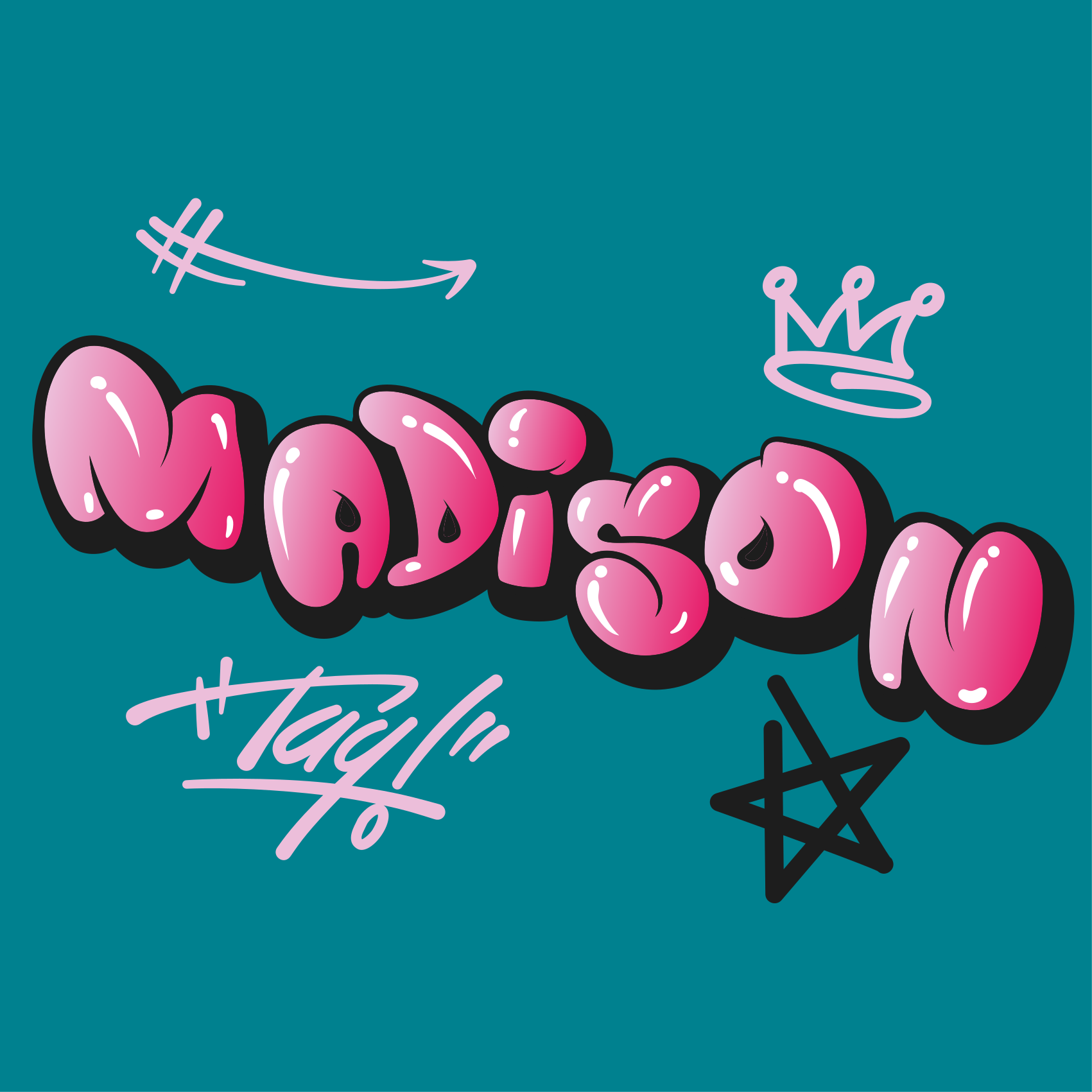 Poster habitación juvenil diseño de nombre creativo - TenVinilo