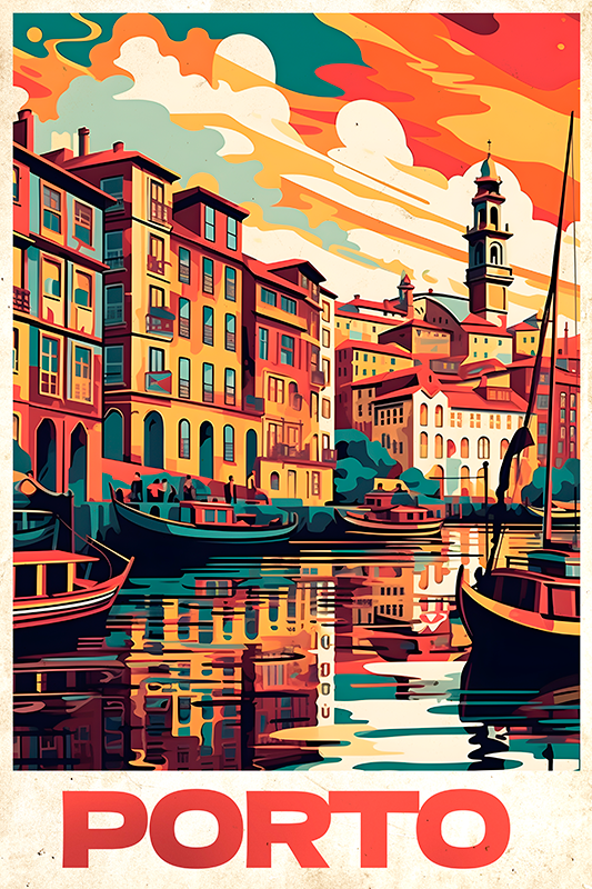 Poster ciudades oporto cartel vintage - TenVinilo