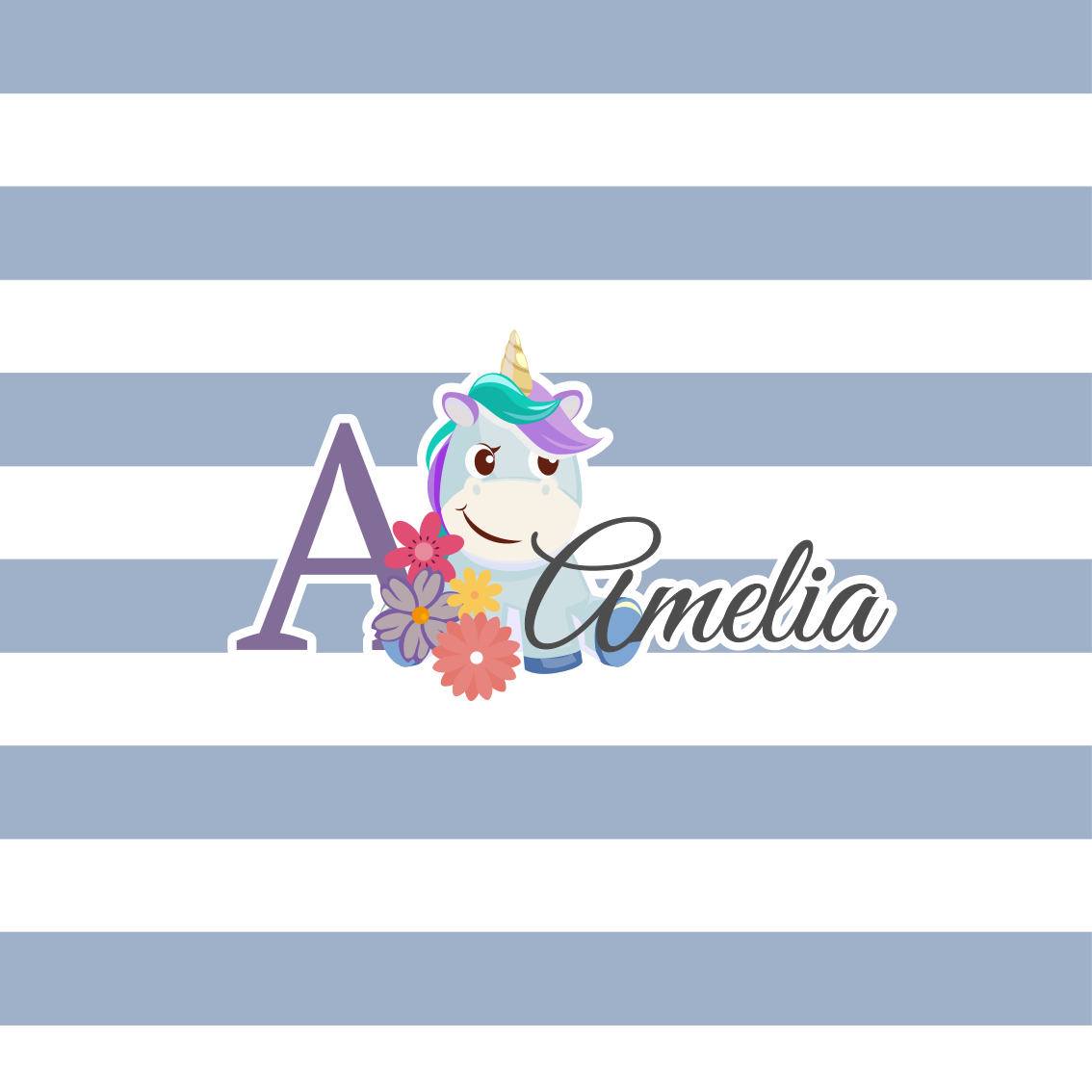 Poster personalizable diseño de unicornio personalizable - TenVinilo