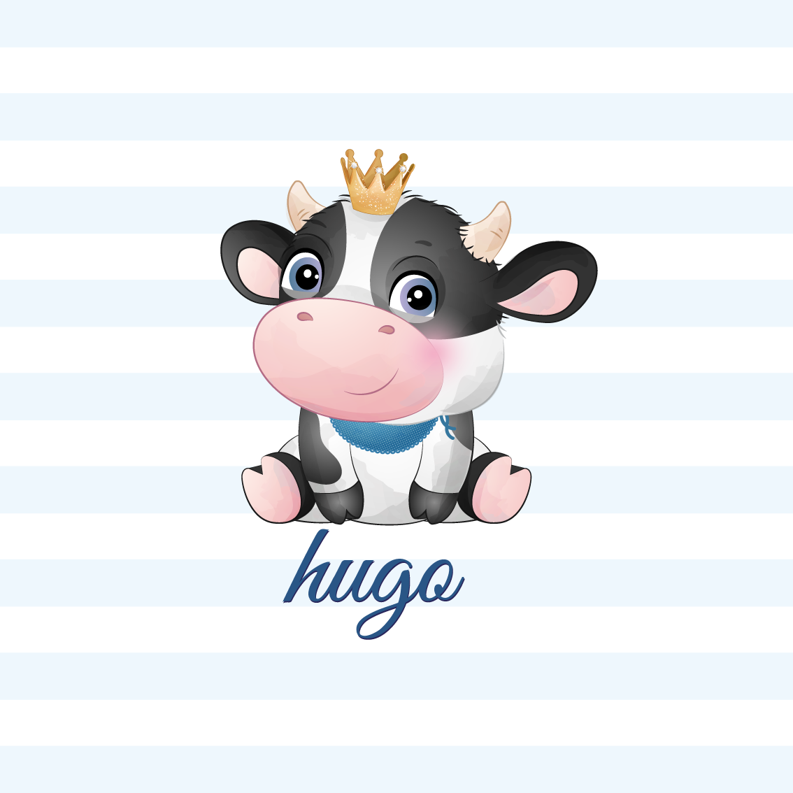 Poster personalizable vaca con corona linda - TenVinilo