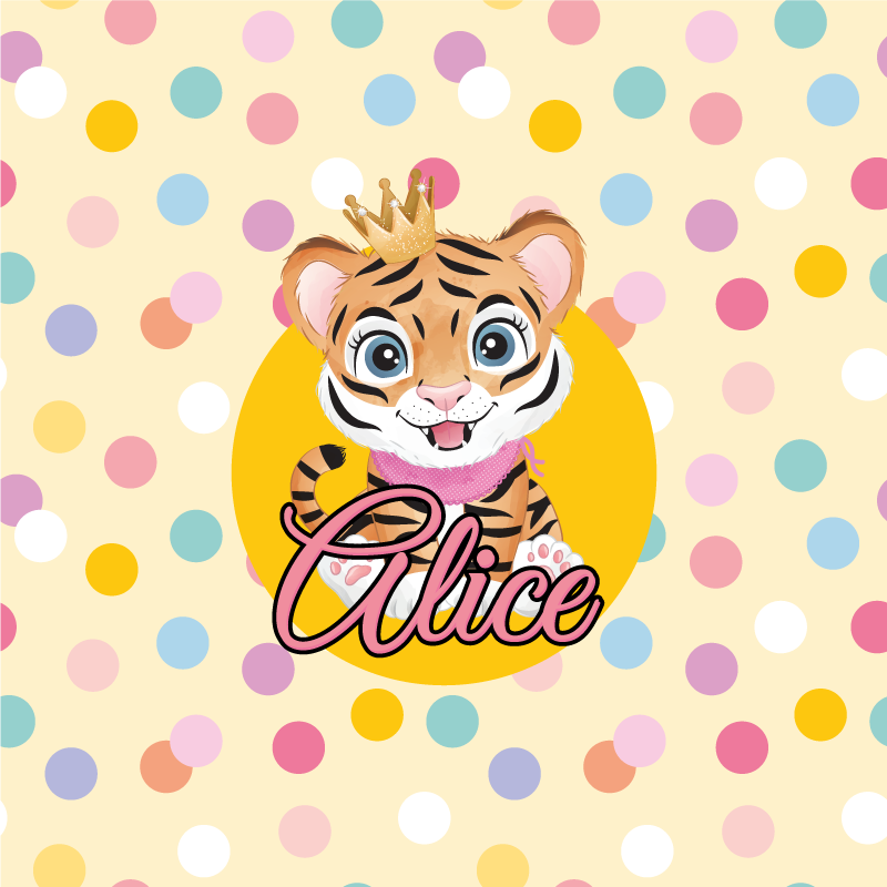 Poster personalizable personaje de tigre lindo - TenVinilo