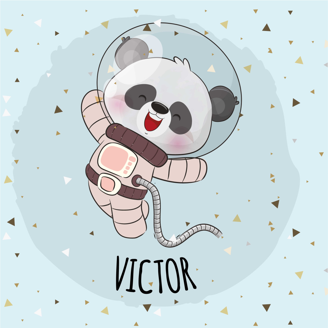 Poster personalizable panda espacial alegre - TenVinilo