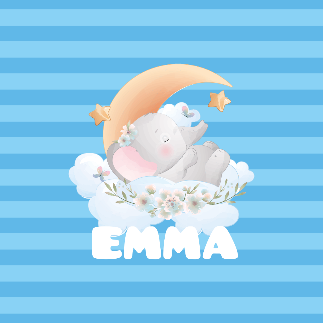Poster personalizable sueños de elefante durmiendo - TenVinilo