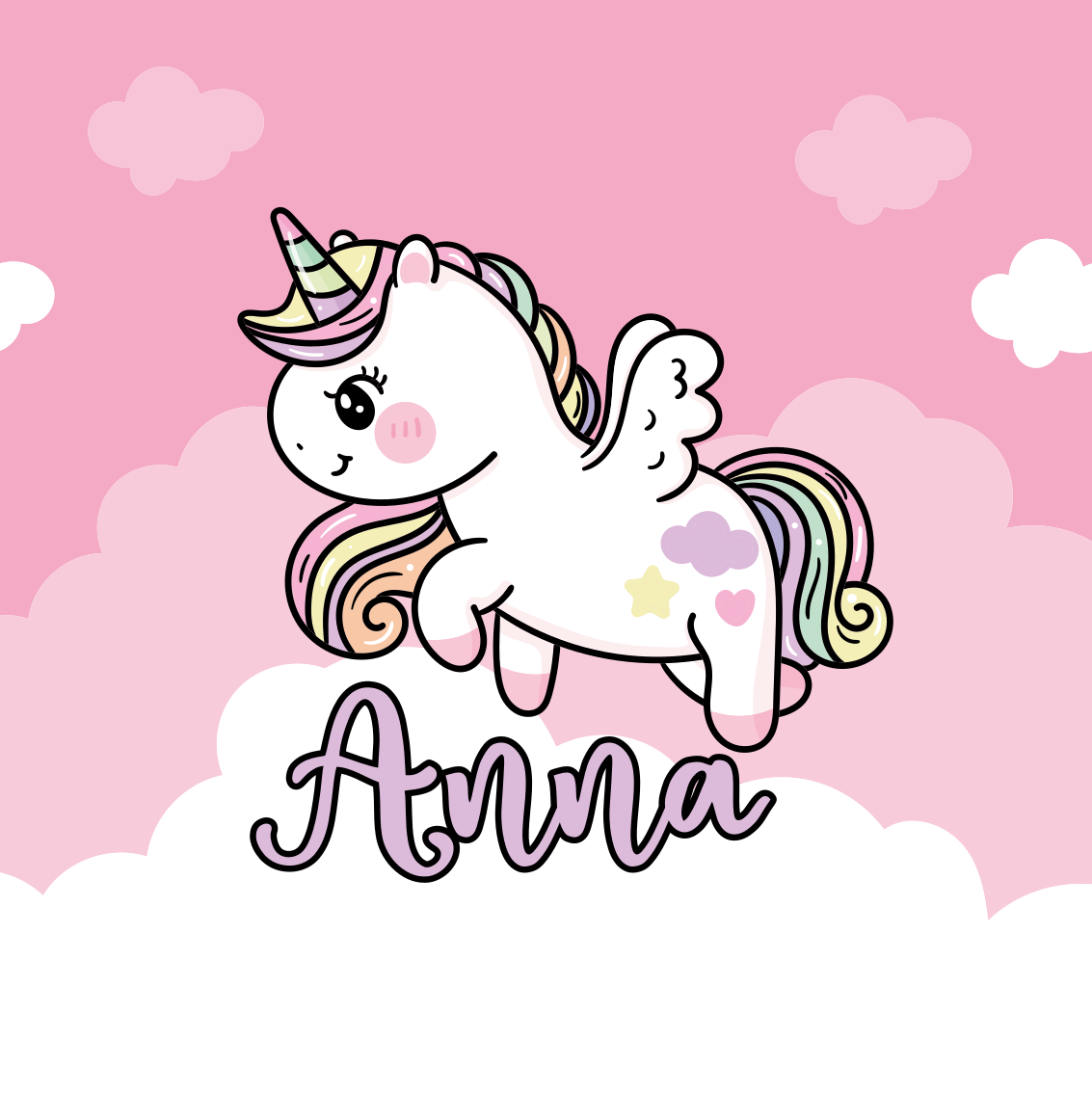 Poster personalizable fantasía de unicornio linda - TenVinilo
