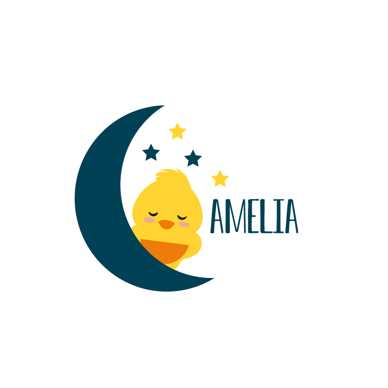 Poster personalizable pollito dormilón luna - TenVinilo