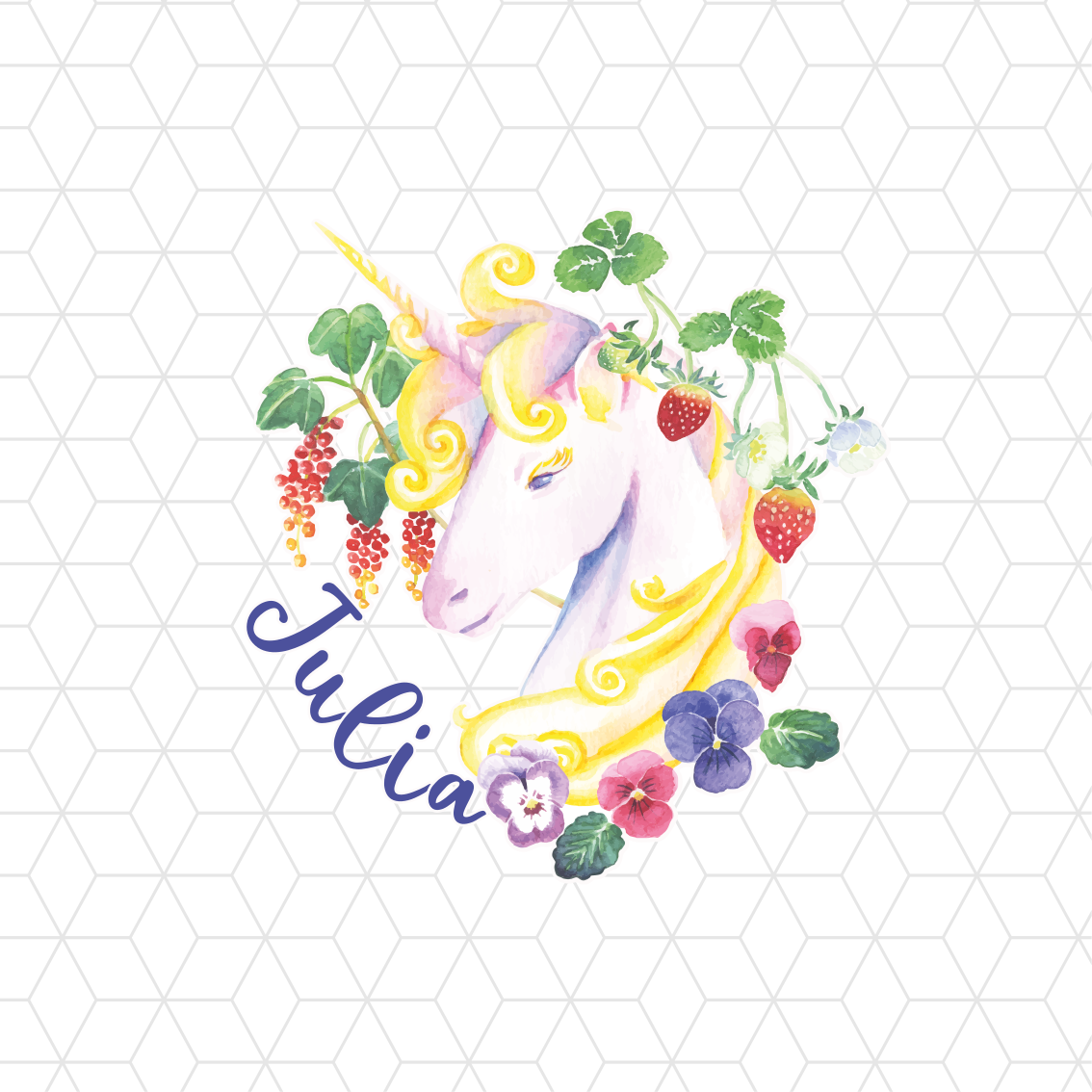 Poster personalizable arreglo floral de unicornio - TenVinilo