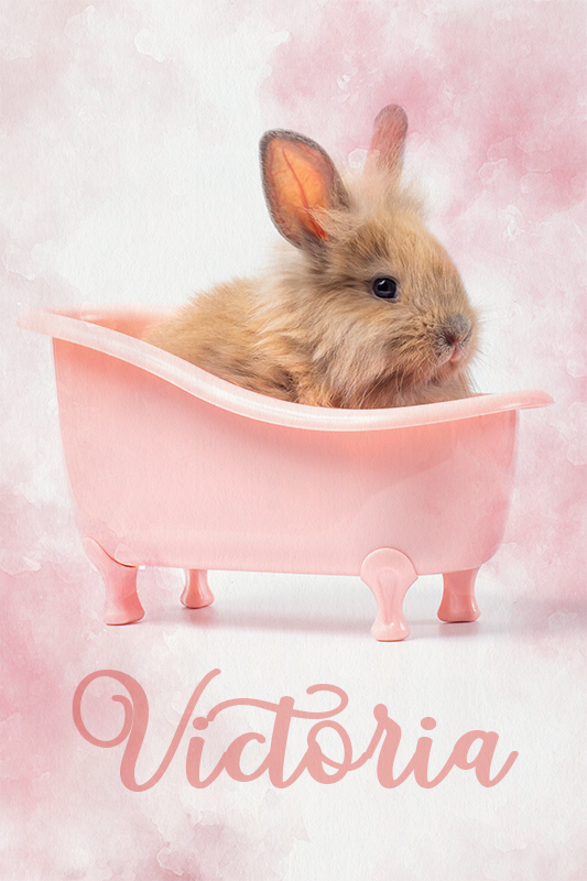 Poster personalizable retrato de conejito adorable - TenVinilo