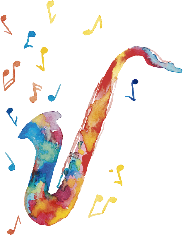Lámina decorativa de música saxofón colorido - TenVinilo
