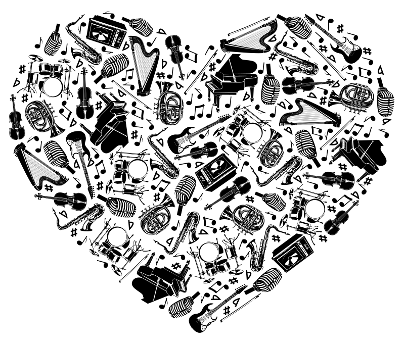 Lámina decorativa de música diseño en forma de corazón - TenVinilo