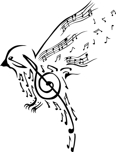 Lámina decorativa de música pájaro notas musicales - TenVinilo