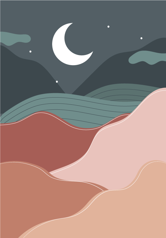 Poster paisaje noche boho - TenVinilo