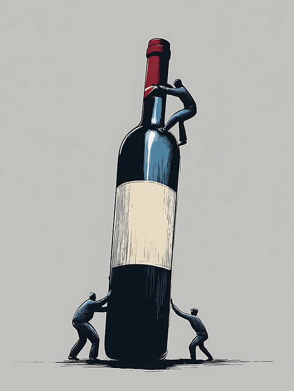 Lámina decorativa abstracta trabajando en una botella de vino - TenVinilo