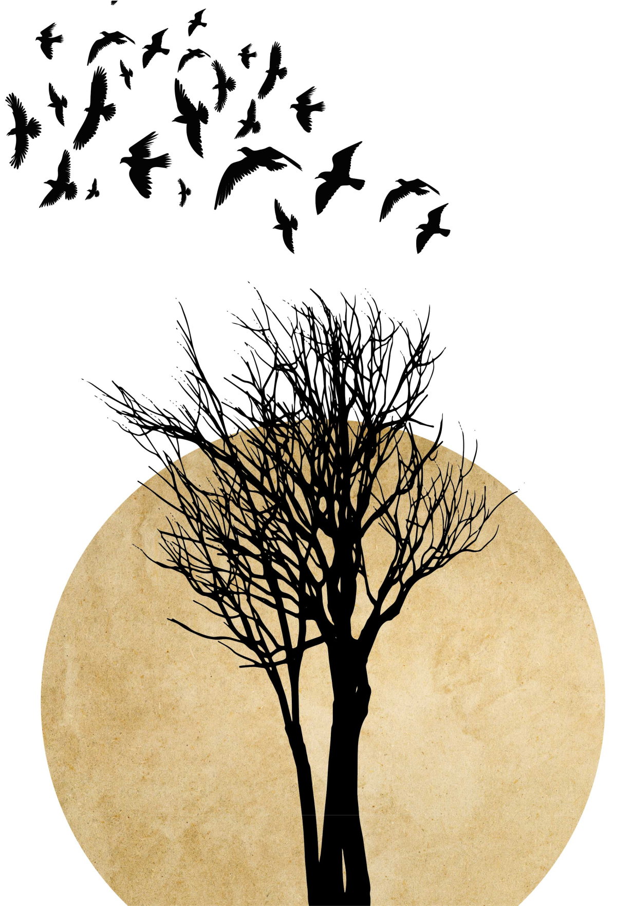 Poster árboles silueta de árbol con pájaros - TenVinilo