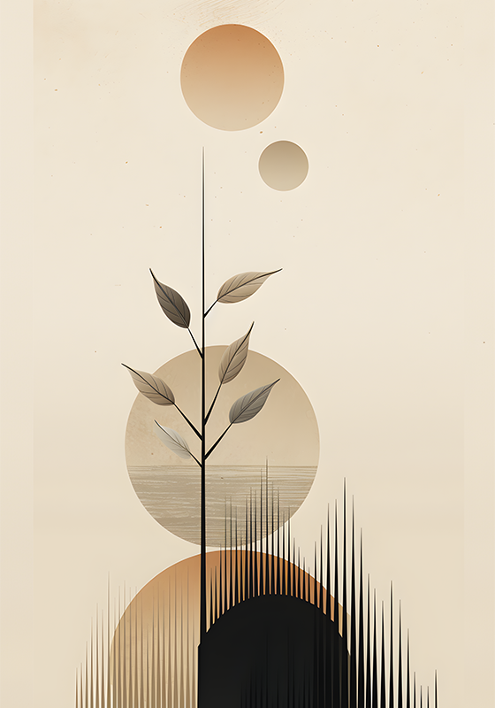Poster plantas abstracto bohemio de plantas - TenVinilo