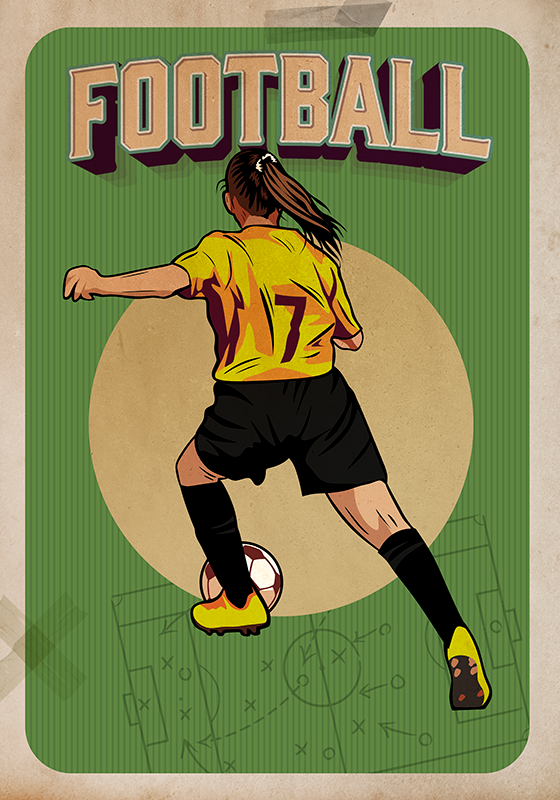 Poster fútbol retro de mujeres - TenVinilo