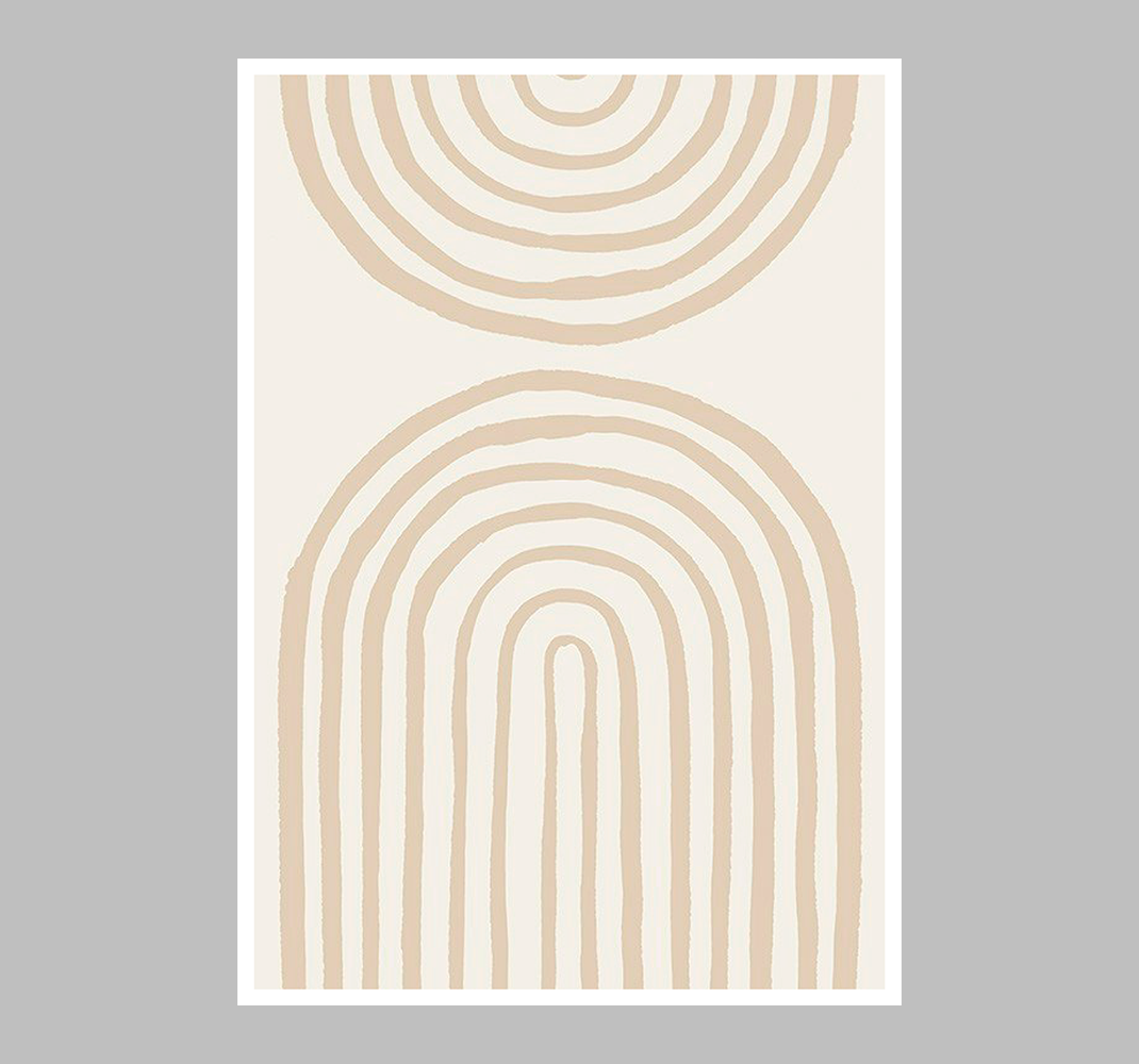 Poster arte líneas suaves en beige - TenVinilo