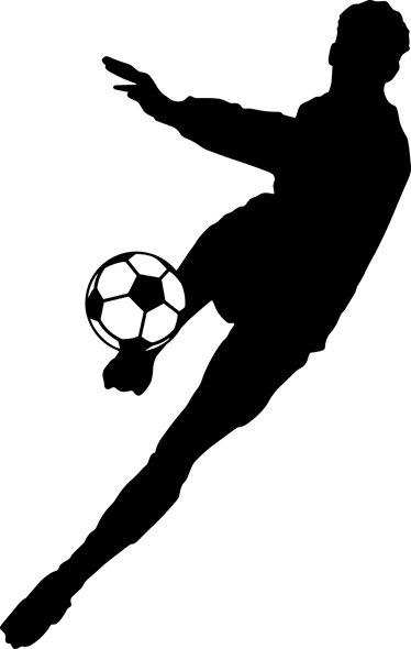 Poster fútbol vinilo silueta jugador chutando balón - TenVinilo