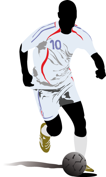 Poster fútbol vinilo decorativo futbolista en acción - TenVinilo