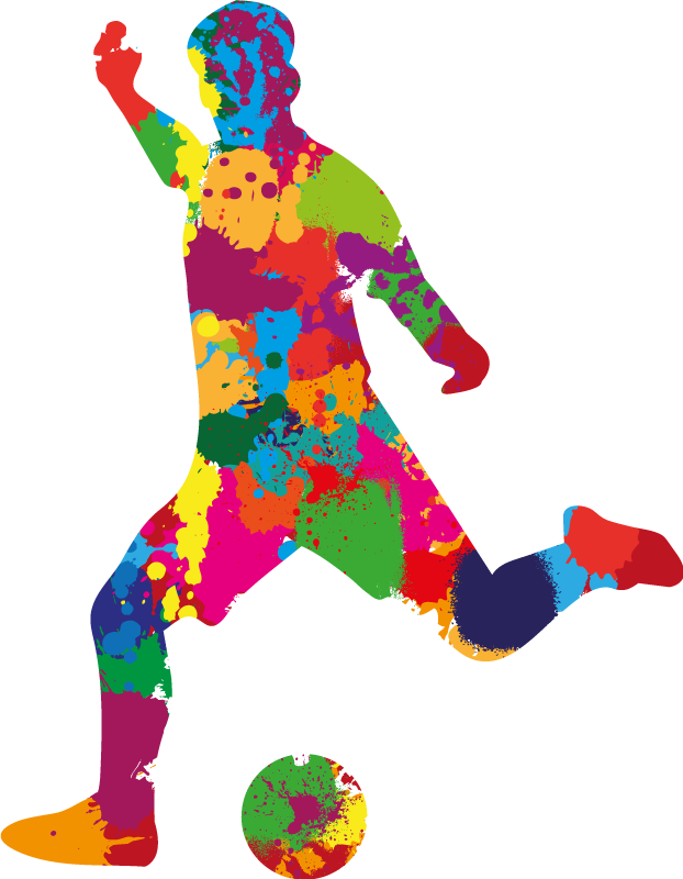 Poster fútbol salpicaduras de colores jugador - TenVinilo