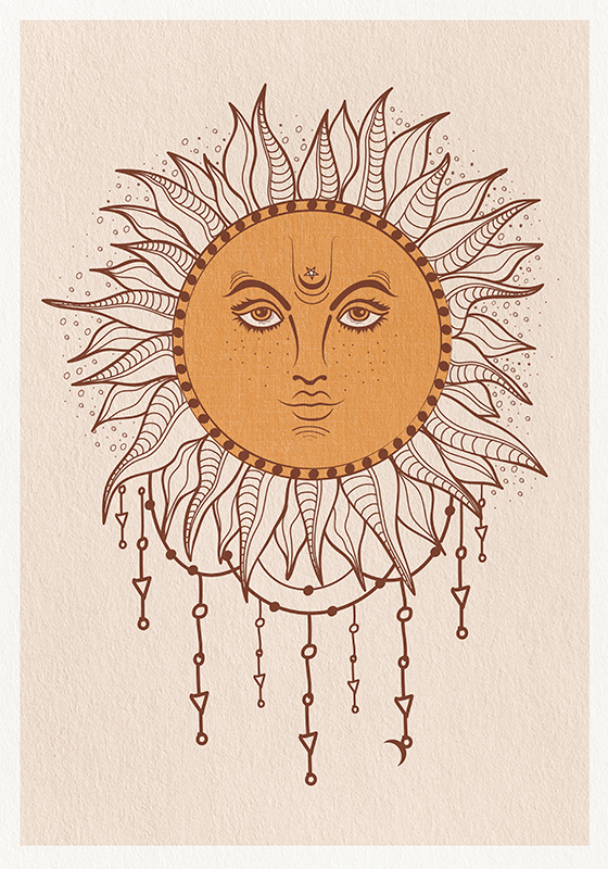 Póster de estilo boho con girasol - TenVinilo