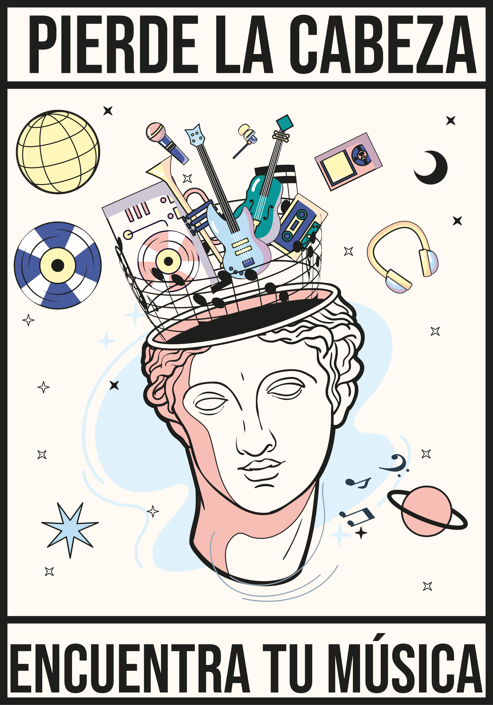 Poster Pierde la cabeza encuentra tu música - TenVinilo