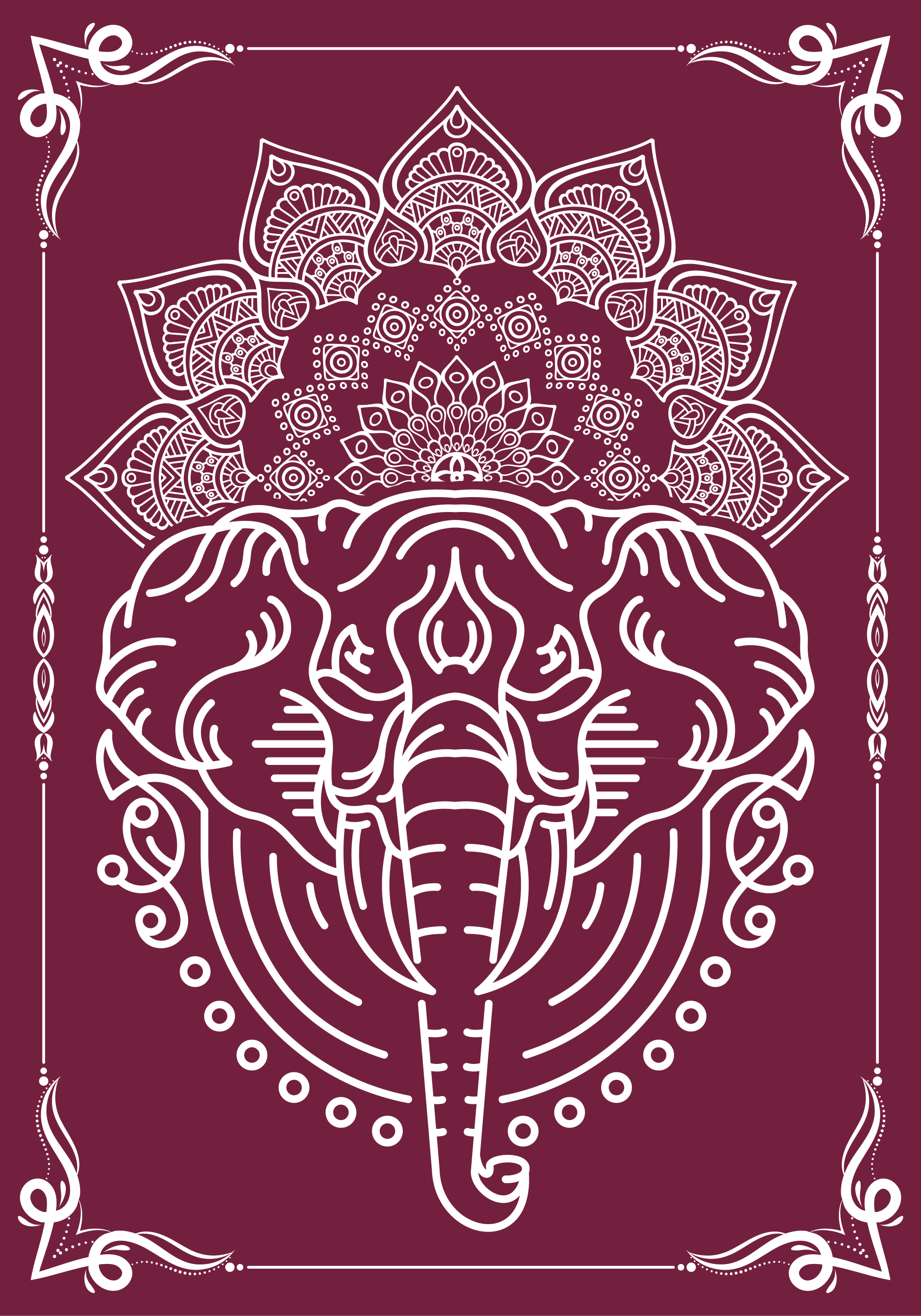 Poster mandala y elefante - TenVinilo