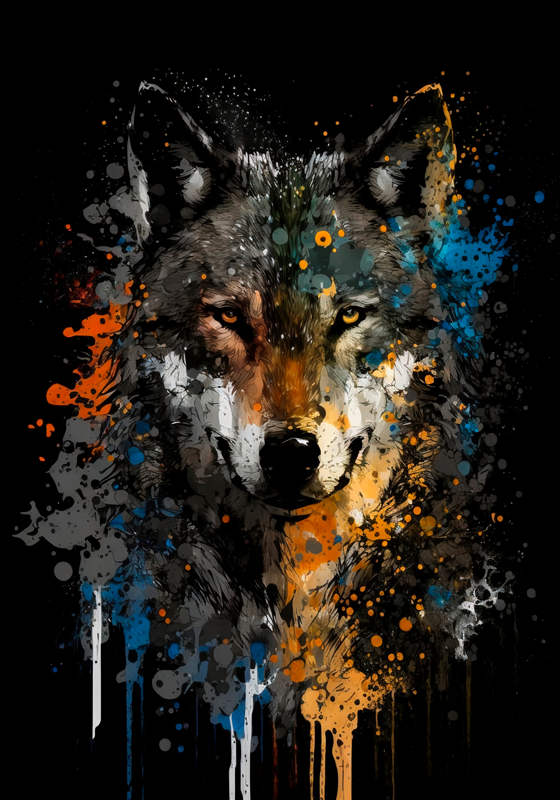 Poster de pintura de lobo - TenVinilo