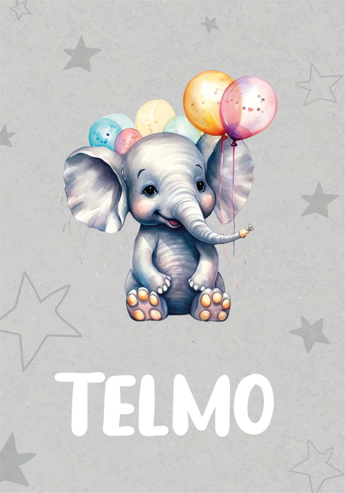 Lámina decorativa elefante bebé con globos - TenVinilo