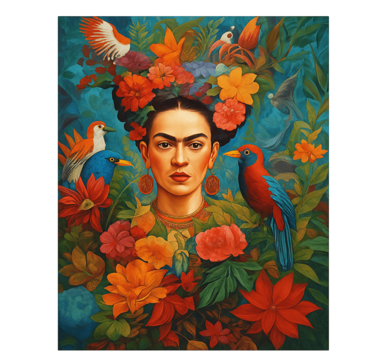 Cuadro arte frida kahlo, aves exóticas - TenVinilo