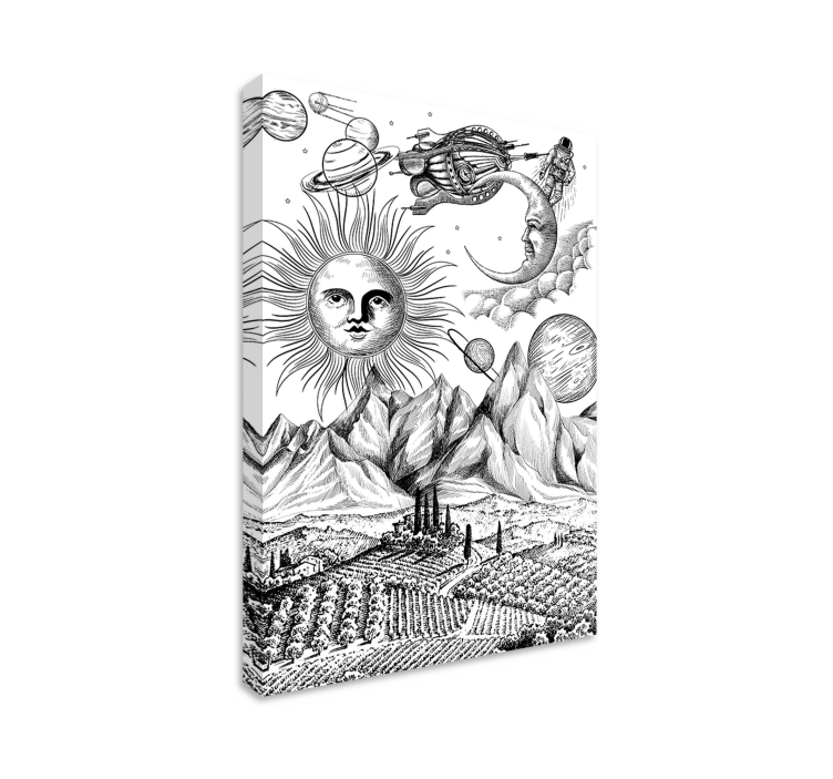 Cuadro abstracto sol y planetas - TenVinilo